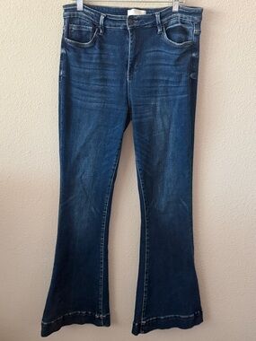 Vervet Dark Blue Wide Leg Flare Denim Jeans